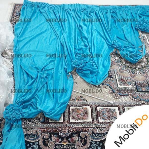 پرده مخمل صخره ای همراه حریر قیطون دوزی