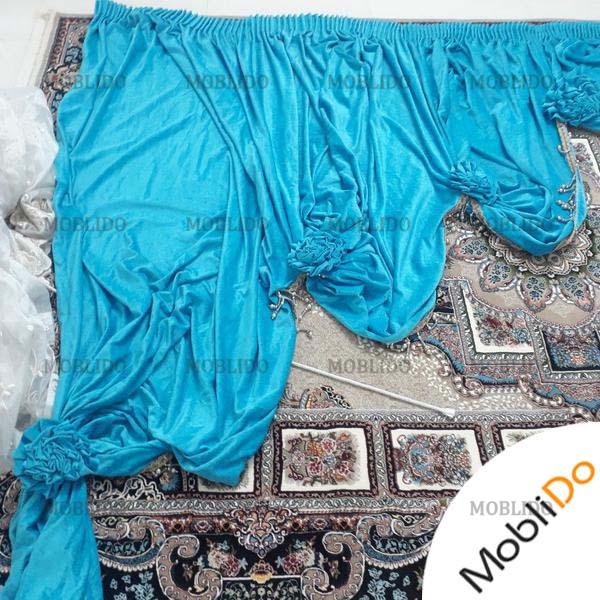 پرده مخمل صخره ای همراه حریر قیطون دوزی