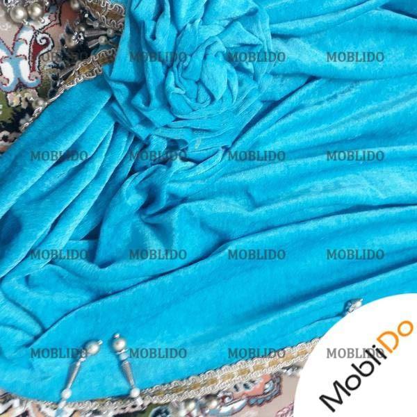 پرده مخمل صخره ای همراه حریر قیطون دوزی