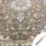 فرش ۶ متری گل برجسته زمینه روشن