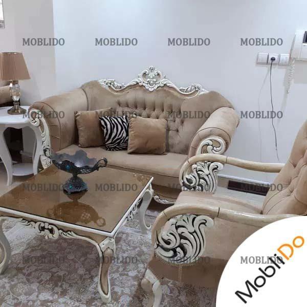 مبلمان ۷ نفره چوبی استیل بسیار زیبا