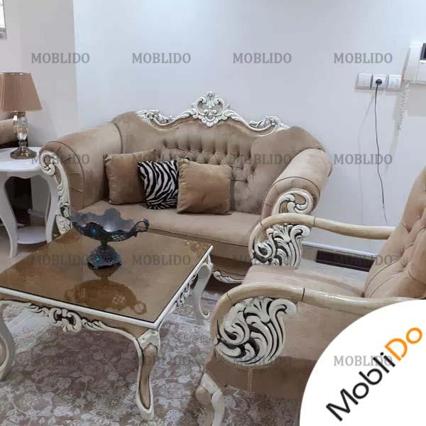 مبلمان ۷ نفره چوبی استیل بسیار زیبا
