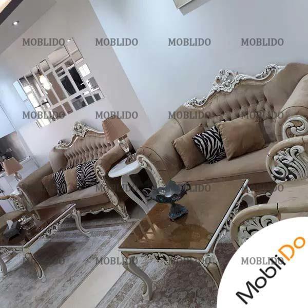 مبلمان ۷ نفره چوبی استیل بسیار زیبا
