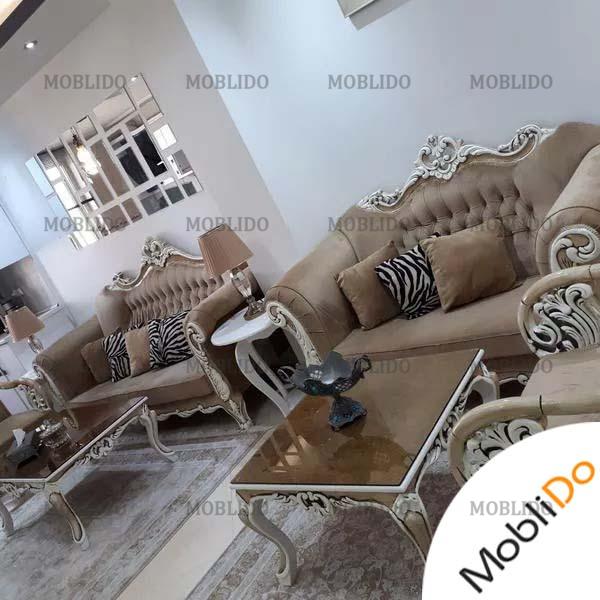 مبلمان ۷ نفره چوبی استیل بسیار زیبا