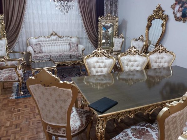 مبل استیل و میز ناهار خوری ۸ نفره