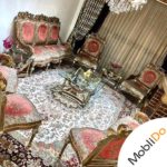 مبلمان سلطنتی مصری مدل شال تمام چوب پارچه سه گل