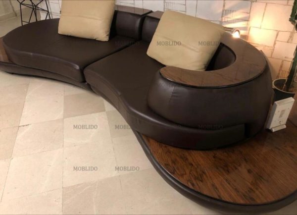 مبل تمام چرم برنگ قهوه ای سوخته.