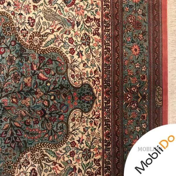 فرش تمام ابریشم قم مارک کفاش زاده