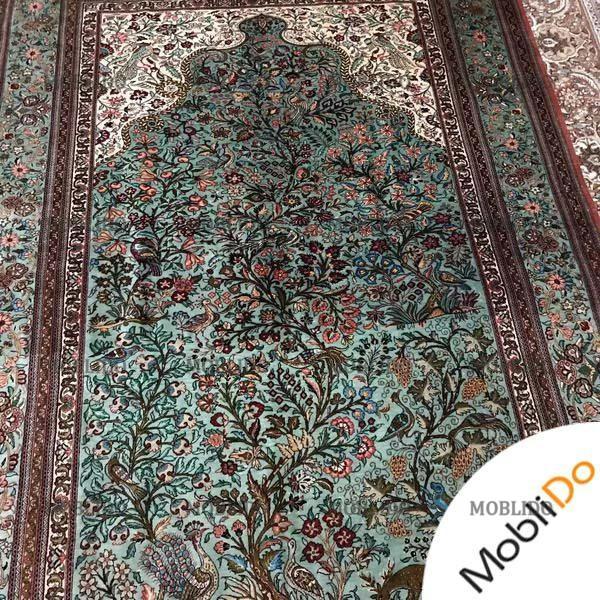 فرش تمام ابریشم قم مارک کفاش زاده