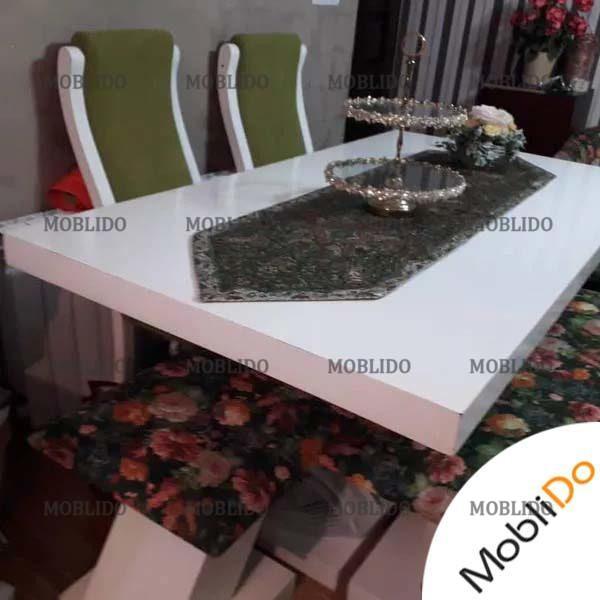 میز نهارخوری ۶ نفره طرح V نیمکت دار شیک