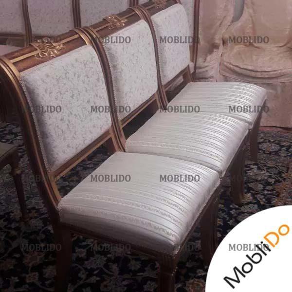 میز نهار خوری ۸ نفر بازسازی شده پارچه ترک چوب گردو