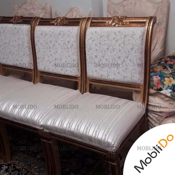میز نهار خوری ۸ نفر بازسازی شده پارچه ترک چوب گردو