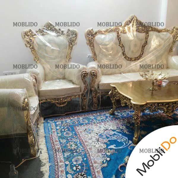 مبلمان ۹نفره ی استیل طلایی کاور شده کاملا نو