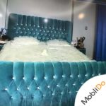 تخت دونفره مخمل فیروزه ای