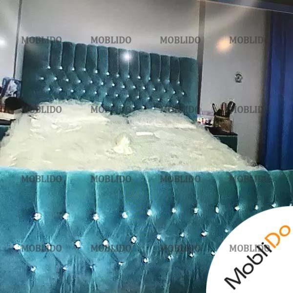 تخت دونفره مخمل فیروزه ای
