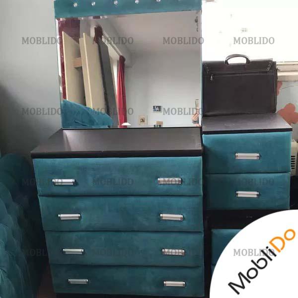 تخت دونفره مخمل فیروزه ای