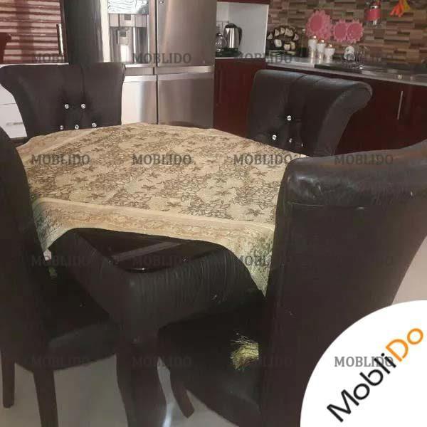 میز نهارخوری ۴نفره شیک وچرم و چوب