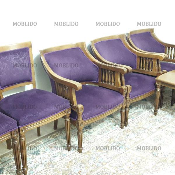 مبل استیل ۳ صندلی + ۲ میزبان + ۲ میز