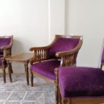 مبل استیل ۳ صندلی + ۲ میزبان + ۲ میز