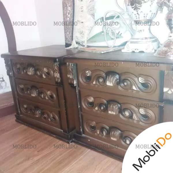 تخت چوبی دونفره بادوتشک وپاتختی ومیزارایش