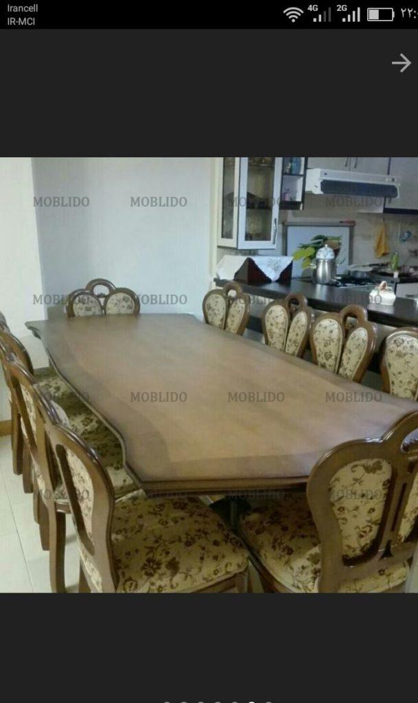 مبل ۷نفره و ناهار خوری ۱۰نفره ، چوب گردو