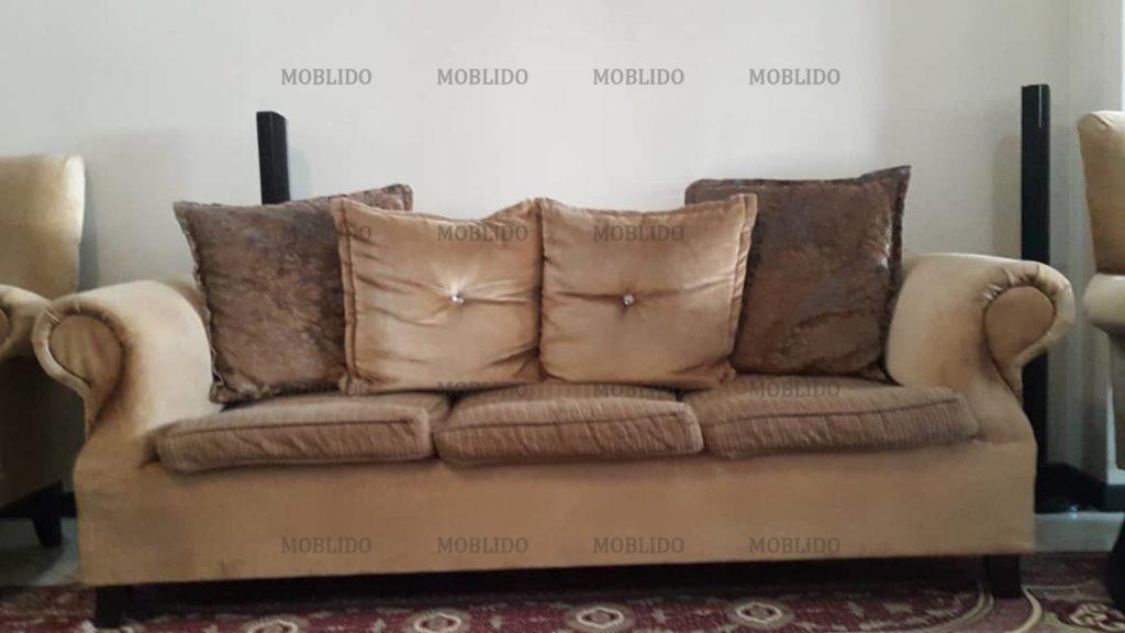 مبل راحتی ۷ نفره بژ رنگ با میز و ۴عسلی ونگه