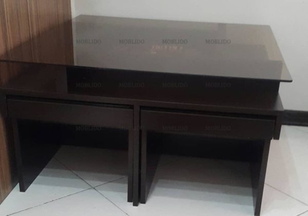 مبل راحتی ۷ نفره بژ رنگ با میز و ۴عسلی ونگه