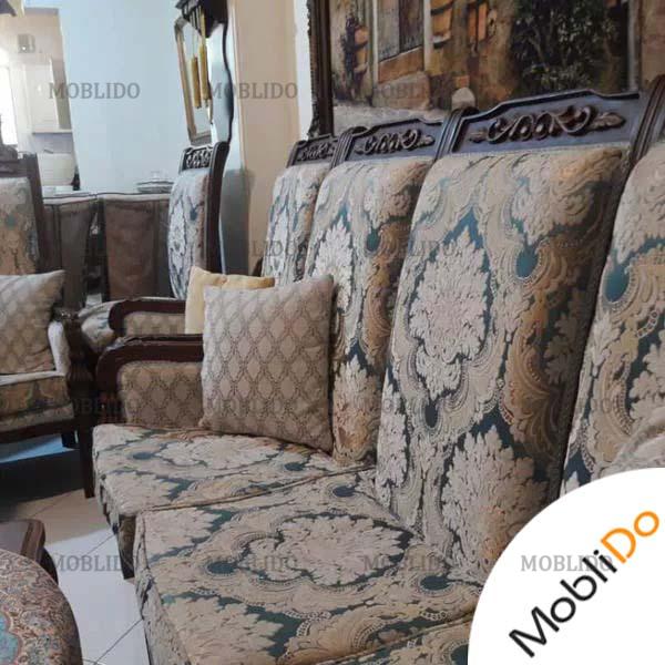 مبلمان استیل ۹ نفره با میز وسط و دو عدد میز عسلی زیبا