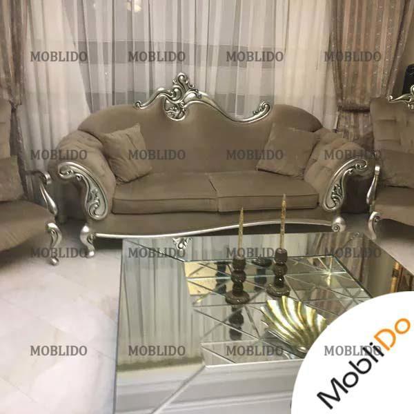 مبلمان کلاسیک ورق نقره با میز نهارخوری ٨نفره