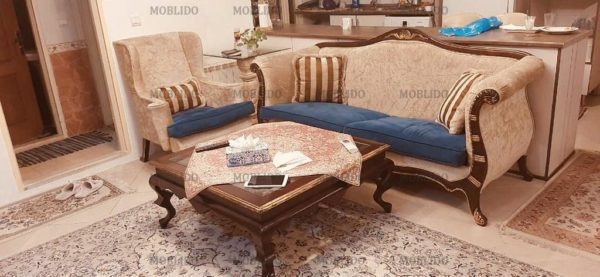 مبل ۵ نفره همراه با شزلون( جنس چوب راش اصل)