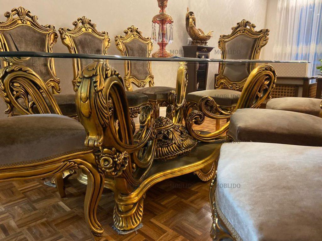 مبل و میز نهارخوری ساطنتی طلاکوب