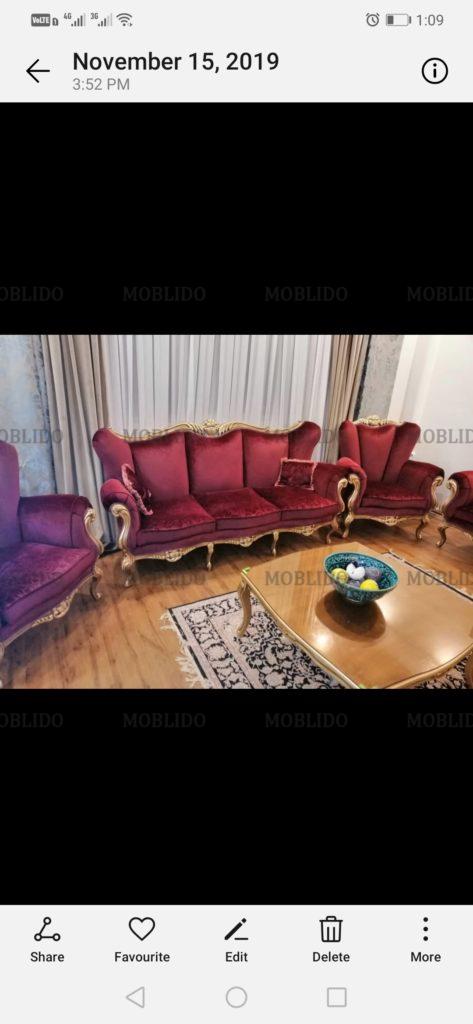 مبل استیل نه نفره همراه میز ناهار خوری هشت نفره