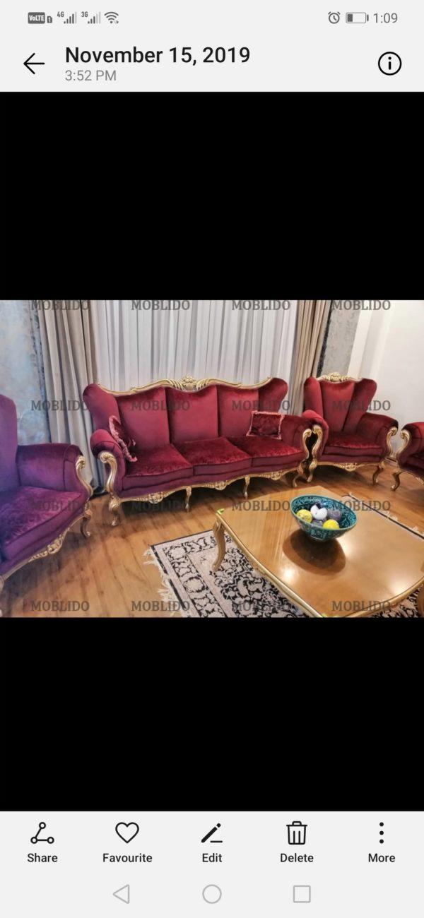 مبل استیل نه نفره همراه میز ناهار خوری هشت نفره