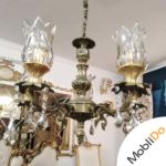 لوستر ۵ شاخه برنجی سنگین طلایی زیتونی