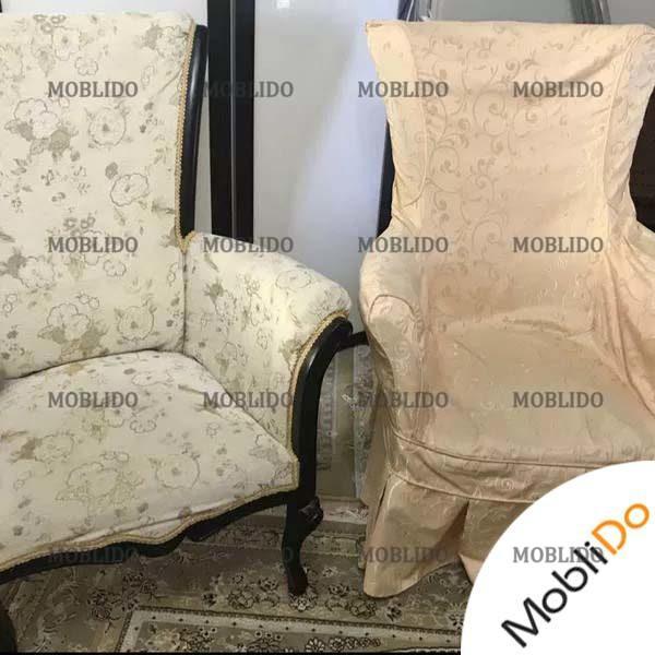 مبلمان هفت نفره با یک میز جلو مبلی با روکش