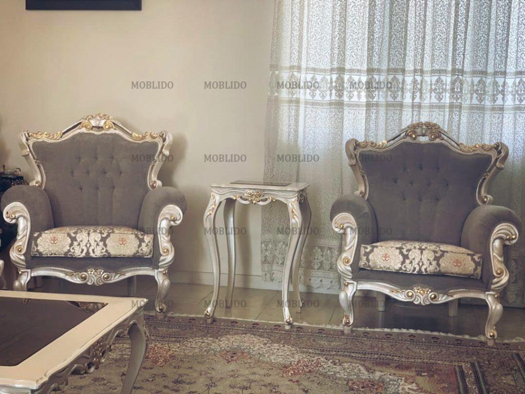 مبلمان استیل ۹ نفره چوب راش منبت کار دست
