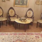 مبلمان ۹ نفره استیل عتیقه با چوب گردو اصل و ۲ میز مرمر
