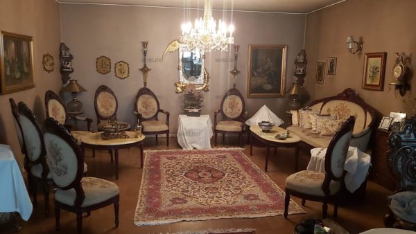 مبلمان ۹ نفره استیل عتیقه با چوب گردو اصل و ۲ میز مرمر