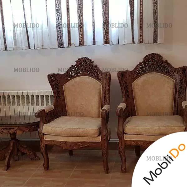مبلمان نه نفره سلطنتی چوب همراه با میز زیبا