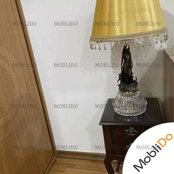 آباژور شیک با پایه مجسمه و کریستال چک