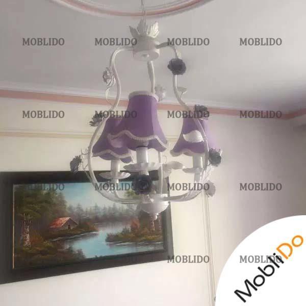 لوستر سه شاخه و آباژور زیبا