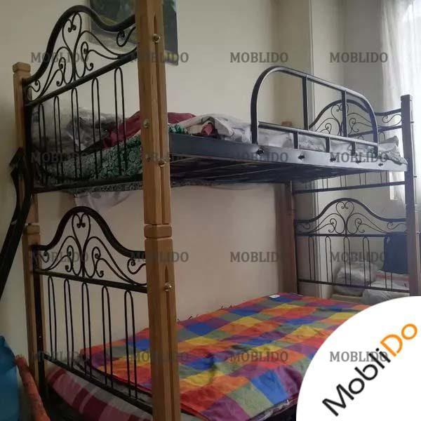 تخت خواب دوطبقه فلزی-چوبی