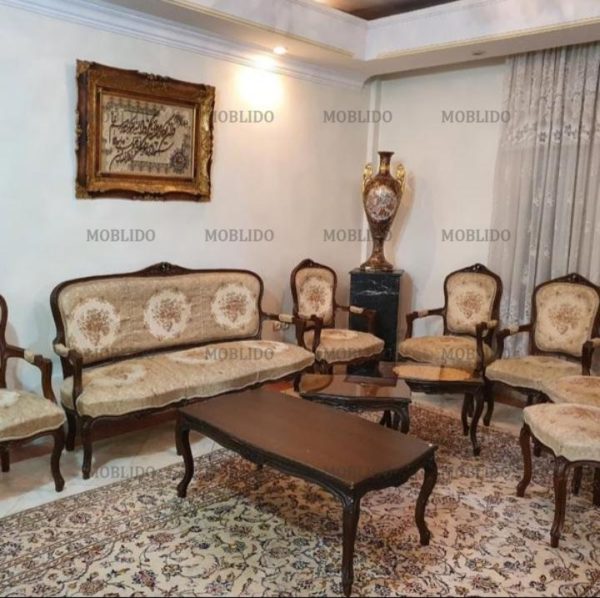 مبل فرهی کلاسیک فرانسوی دست ساز + میز نهارخوری