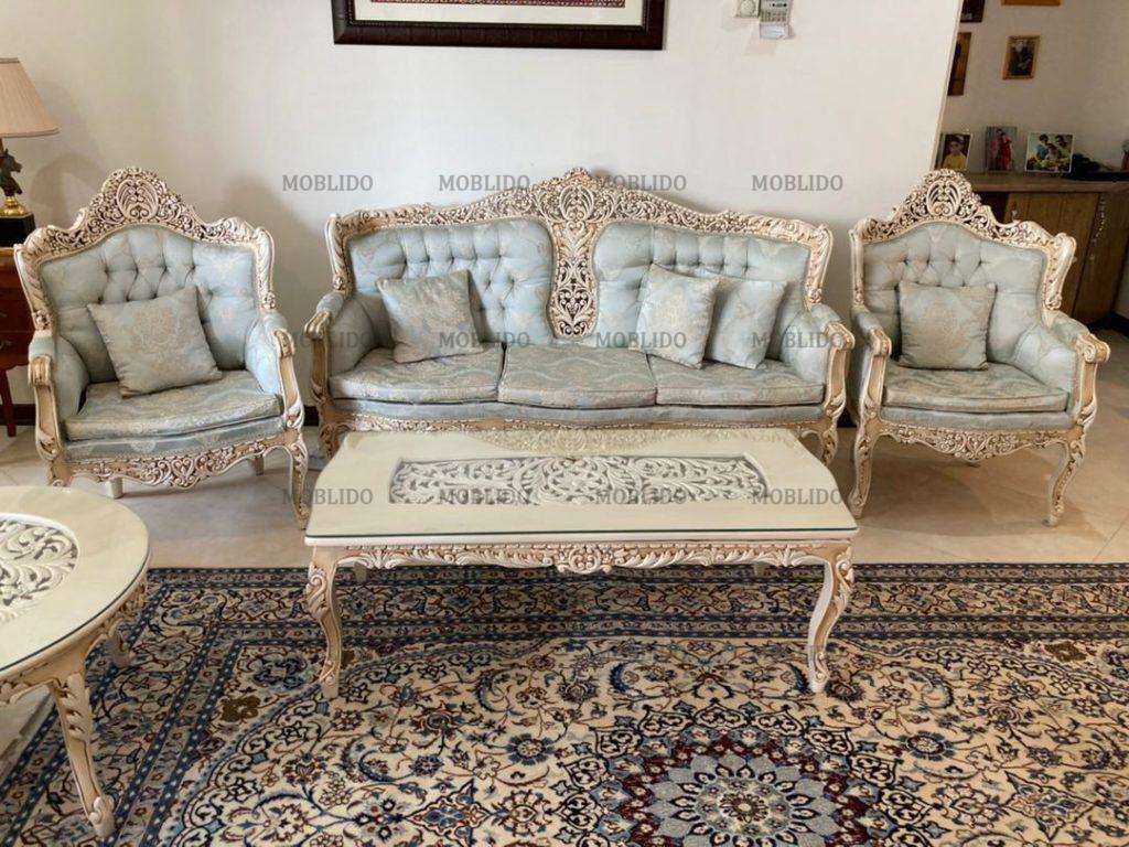 سرویس مبلمان استیل تمام چوب گردو