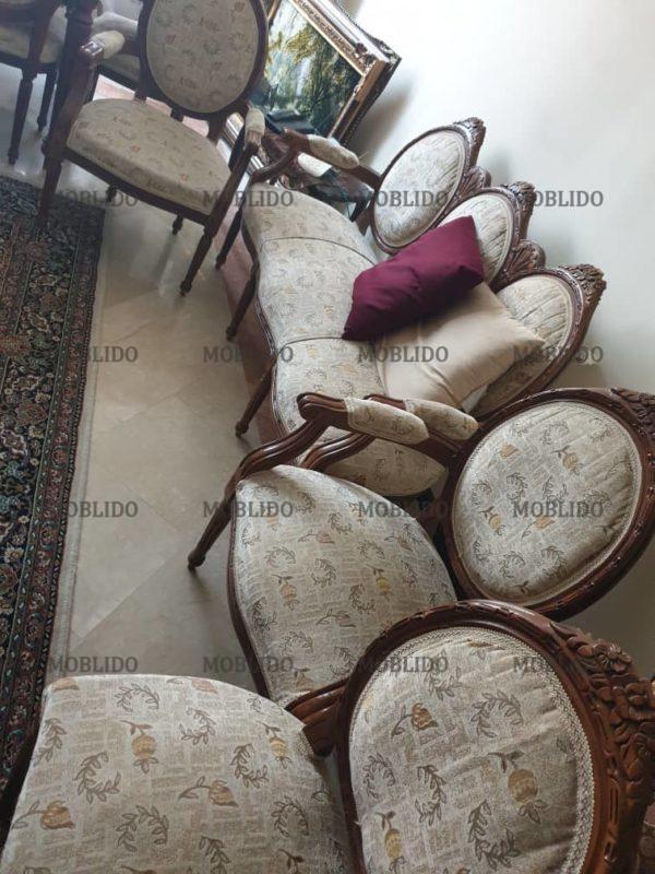 مبلمان استیل ۹ نفره همرا با میز نهار خوری ۸ نفره