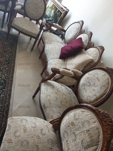 مبلمان استیل ۹ نفره همرا با میز نهار خوری ۸ نفره