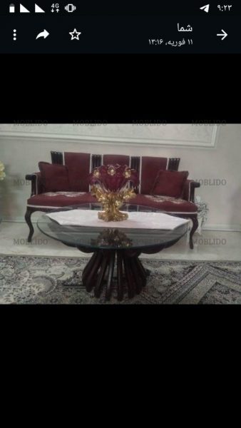 مبل هفت نفره با ناهارخوری هشت نفره با میز خاطره میز وسط دوتا کنارمبلی جنس چوب درحدنو