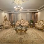 مبلمان استیل ورق طلا همرا با نهار خوری ۱۰ نفره