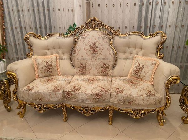 مبلمان استیل ورق طلا همرا با نهار خوری ۱۰ نفره
