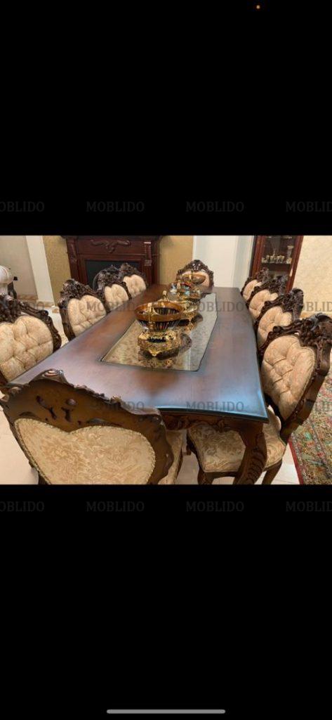 مبلمان و میز نهار خوری سلطنتی چوبی